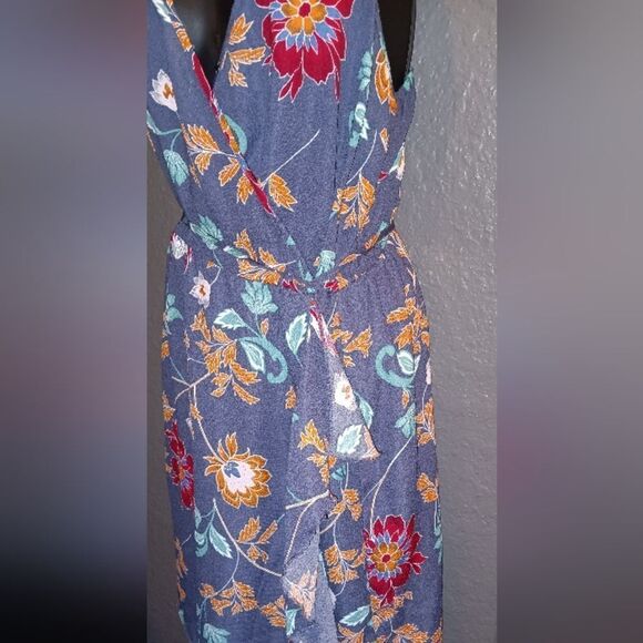 Beautiful blue floral wrap dress XL - Picture 4 of 6